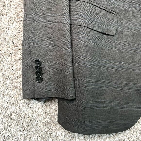 Theory Blazer Men’s 42L Grey with Fain Plaid Design Wool Blend Suit Jacket - Picture 2 of 7